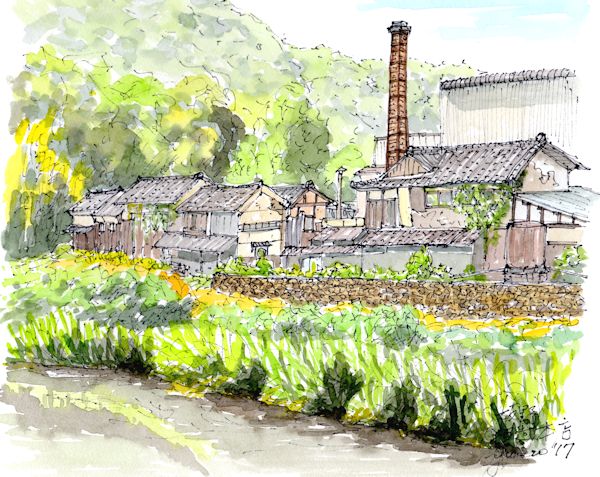 二面の酒蔵である板野酒造本店(岡山)